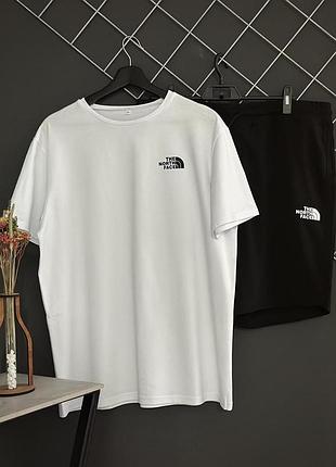 Чоловічий літній комплект the north face шорти чорні футболка спортивний комплект тнф на літо