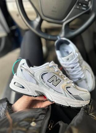 Жіночі кросівки new balance 530 білі шкіряні з сіткою для жінок з повітряною амортизацією
