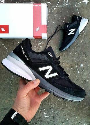 Мужские кроссовки new balance 990 черные замшевые для мужчин стильные удобные повседневные ньюбики 45