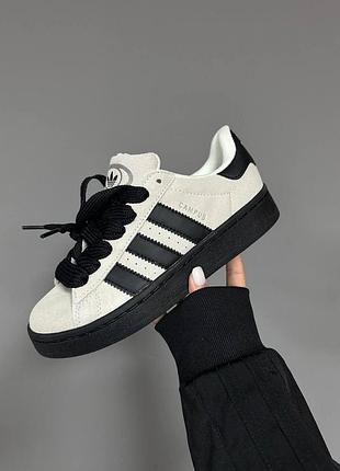 Кроссовки adidas campus замшевые чорно-белые адидас кампус адики для женщин модные повседневные кеды