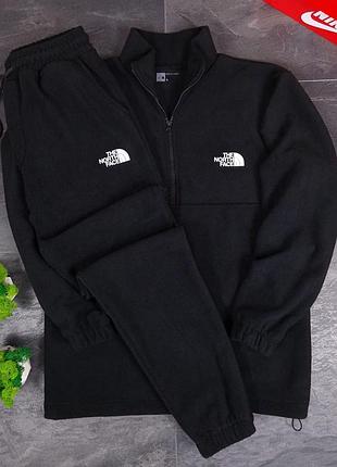 Мужской спортивный костюм зимний the north face полар флис, костюм тн черного цвета