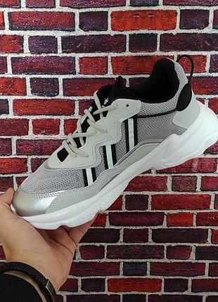 Кроссы adidas ozweego серые текстиль для мужчин адики удобные легкие повседневные