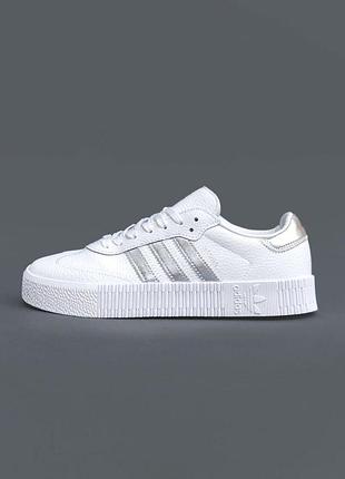 Білі жіночі кросівки adidas samba, високоякісні та модні адідас самба для жінок