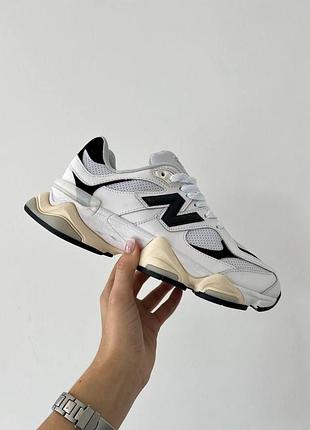 Білі жіночі кросівки new balance 9060 шкіряні нью беланс