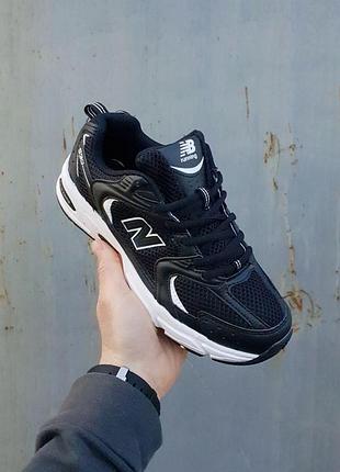 Кроссовки new balance 530 черно-белые с сеткой для женщин стильные повседневные 530 40