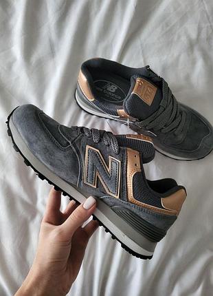 Сірі замшеві кросівки new balance 574, жіноче спортивне взуття