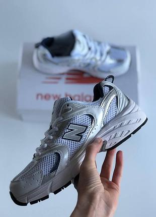 Кроси new balance 530 для чоловіків зручні легкі білі шкіра/сітка ньюбики