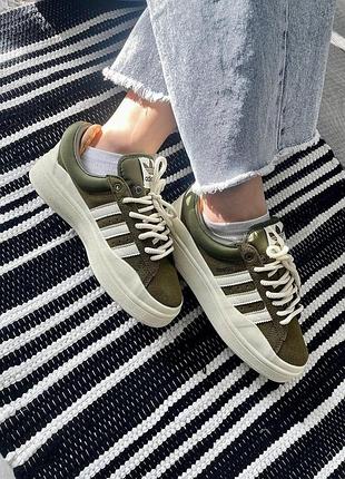 Жіночі кросівки adidas campus light bad bunny wild moss бежеві адіас кампус для жінок замшеві 38