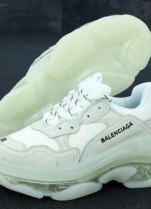 Кросівки balenciaga triple s clear білі для жінок шкіряні стильні якісні