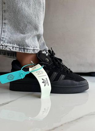 Adidas campus x bad bunny женские кроссовки черные замшевые для женщин