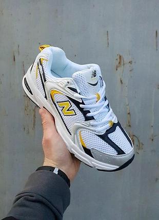 Кроссовки new balance 530 бело-серые с сеткой для женщин стильные 530