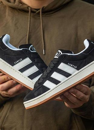 Кросівки adidas кампус зручні для чоловіків чорні з білою замшею 37