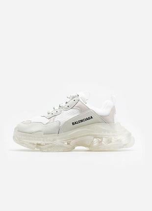 Жіночі кросівки balenciaga triple s clear брендові кроси шкіра білі баленсіага для жінок якісні 40