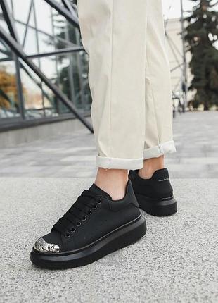 Кроссовки alexander mcqueen черные стильные кожаные мак квин для женщин 39