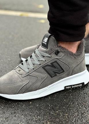 Зимние кроссовки new balance замшевые серые утепленные для мужчин 41