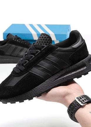 Кроссовки adidas retropy адидас ретроп для мужчин легкие удобные черные замша, текстиль