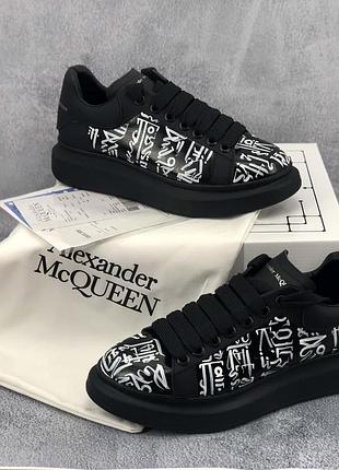 Кроси alexander mcqueen чорні для жінок макквини зручні шкіряні брендові жіночі кросівки александр макквін
