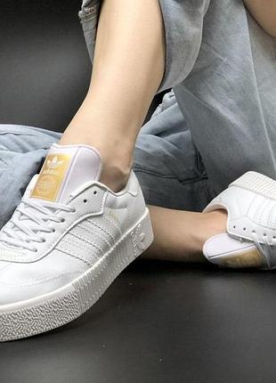 Кросівки жіночі adidas samba rose білі шкіряні зручні адідаси