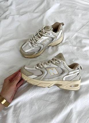 Кроссовки new balance 530 бело-серые с сеткой для женщин стильные повседневные 530 37