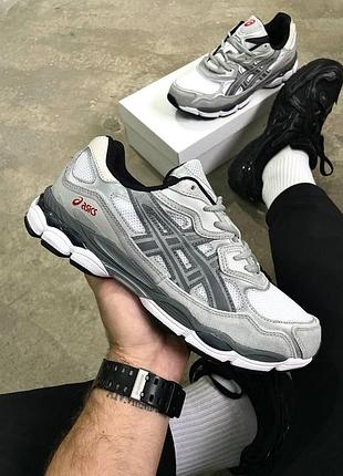 Сірі чоловічі кросівки asics gel nyc кроси асикс для чоловіків асикси гель нік легкі зручні текстиль