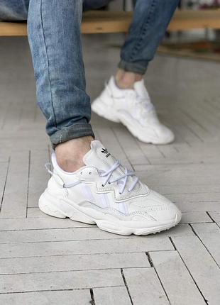 Русский: кроссовки adidas ozweego для мужчин удобные кожа, текстиль легкие кеды адидас белые 45