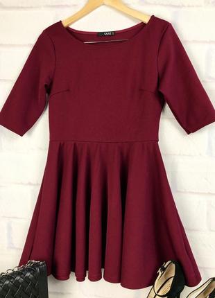 Платье цвета бордо с укороченным рукавом3 фото