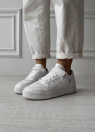 Жіночі кросівки adidas forum білі шкіряні адідас форум адіки повсякденні модні для жінок