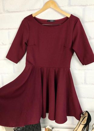 Платье цвета бордо с укороченным рукавом4 фото