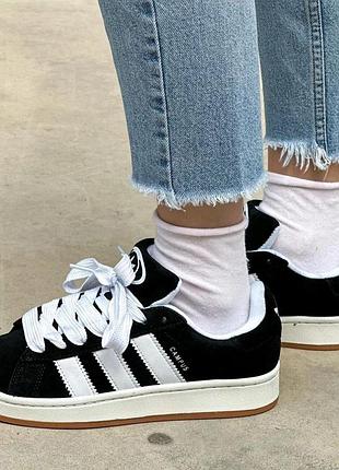 Кроссовки adidas campus для мужчин замша черные кеды адики удобные 45
