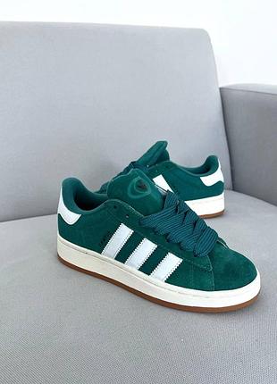 Кросівки для жінок adidas campus dark зелені нубук адіки 38