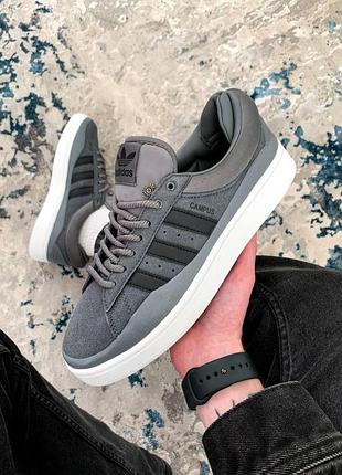 Кроссовки adidas campus для мужчин замша серые кеды адики удобные