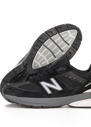 Мужские кроссовки new balance 990 серые для мужчин легкие кожаные ньюбики повседневные удобные