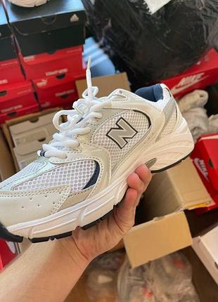 Мужские кроссовки new balance 530 для мужчин удобные легкие белые кожа/сетка ньюбики