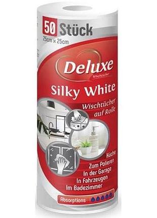 Многоразовые салфетки для уборки deluxe silky white в рулоне 50 шт