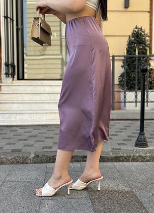 Жіноча шовкова спідниця "silk" ліловий дим, 46-48