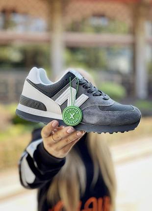 Стильні жіночі кросівки new balance 574 сірі замшеві, якісне взуття нью беланс