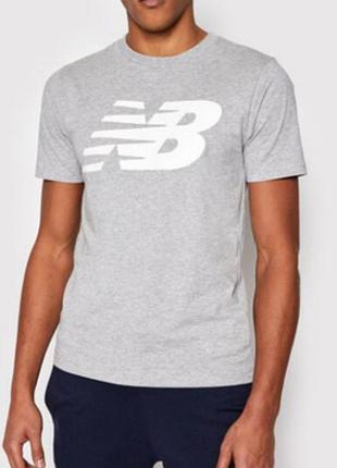 Мужская футболка new balance nb серая нью беленс