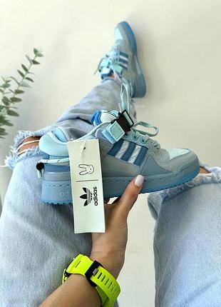 Жіночі м'ятні кросівки adidas forum low x bad bunny замшеві для жінок модні 45