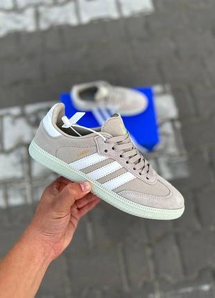 Удобные женские кеды adidas samba og wonder white linen green бежевые замшевые для женщин 41