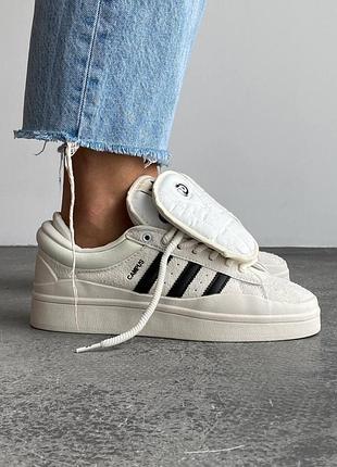 Кросівки adidas campus x bad bunny білі для жінок адідас кампус бід бані замшеві повсякденні 45