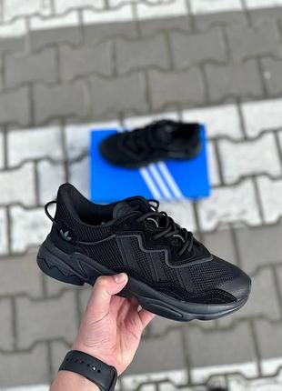 Кросівки adidas ozweego для чоловіків чорні зі шкірою й текстилем зручні легкі кеди 46