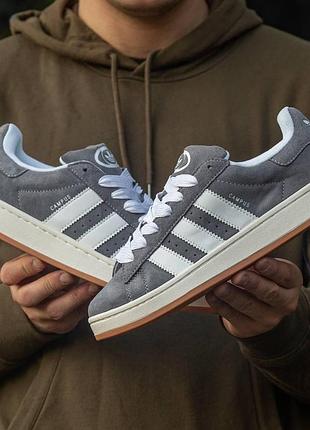 Adidas campus grey/white кросівки жіночі замшеві для жінок сірі адіки 44