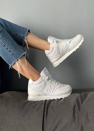 Жіночі білі кросівки new balance 574 зимові, зручні кеди для холоду 39