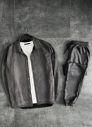 Костюм рубашка брюки коттон графитовый