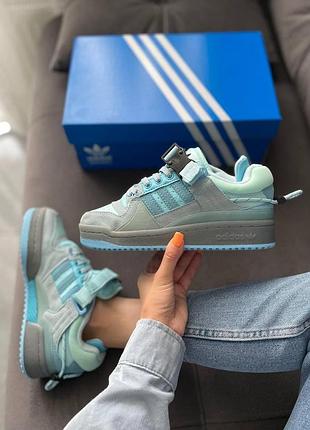Жіночі кросівки adidas forum low x bad bunny м'ятні замшеві для повсякденного використання 45