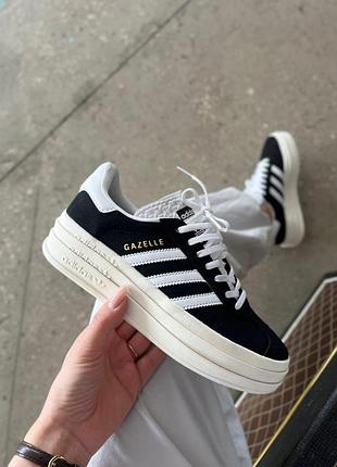 Кросівки і кеди adidas gazelle bold black/white замшеві демісезонні для жінок адідас