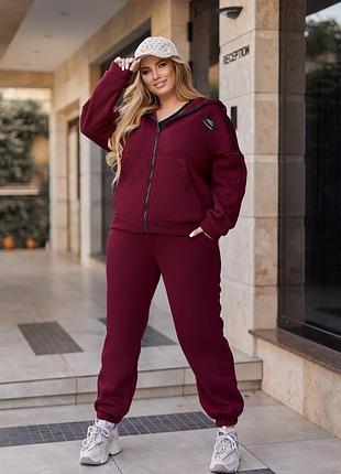 Женский спортивный костюм c нашивками "walker" | батал марсала, 50-52
