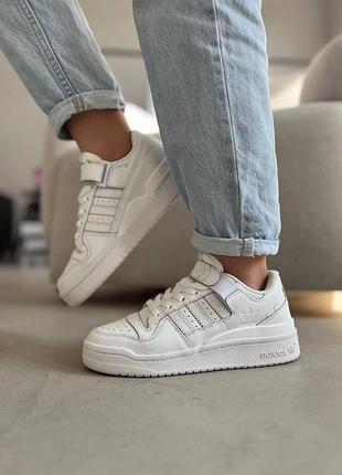 Кросівки adidas forum білі шкіряні для жінок модні адідас форум адіки кроси повсякденні