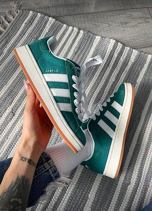 Женские кроссовки adidas campus dark зеленые для женщин зимние нубук 42