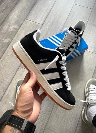 Мужские кроссовки adidas campus кроссы адидас кампус для мужчин замша коды адики удобные черные с белым 43